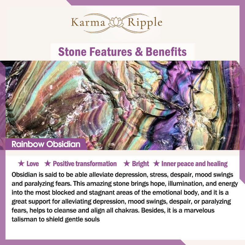 KarmaRipple's Rainbow Obsidian Fox Balancing Positive Bracelet p11