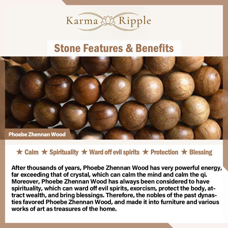KarmaRipple's 108 Mala Teardrop Beadwork Authentic Phoebe Zhennan Wood Protection Bracelet p5