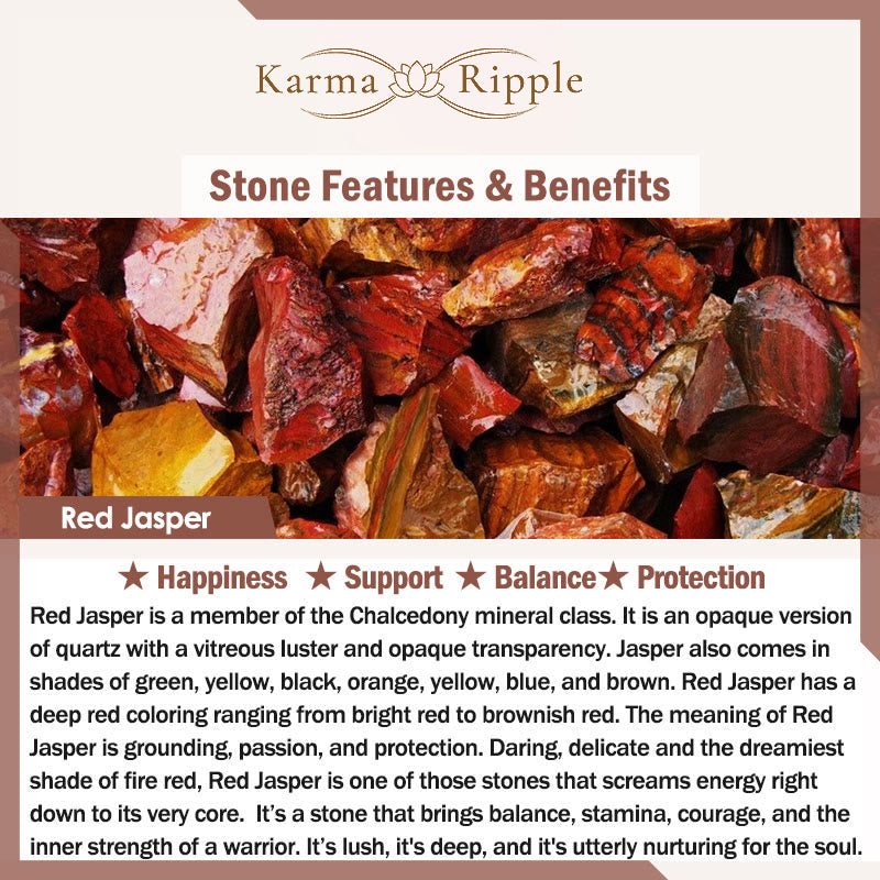 KarmaRipple's Red Jasper Rose Quartz Various Authentic Rocks Peace Buckle Weave Positive Fortune Bracelet p13