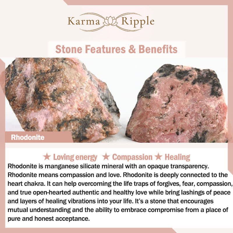 KarmaRipple's Red Jasper Rose Quartz Various Authentic Rocks Peace Buckle Weave Positive Fortune Bracelet p19