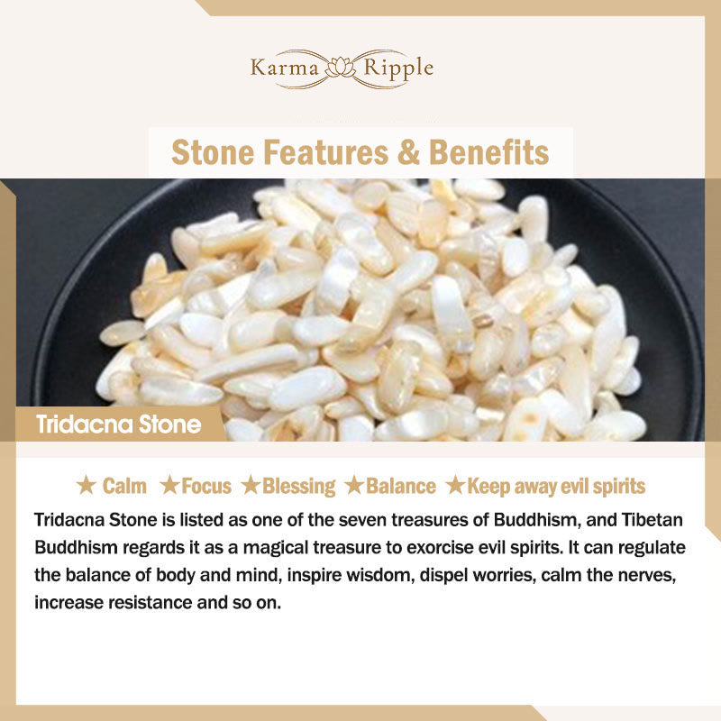 KarmaRipple's Ginkgo Tridacna Stone Pearl Bead Bronze Blessing Pendant Necklace Ring Earrings Set p9