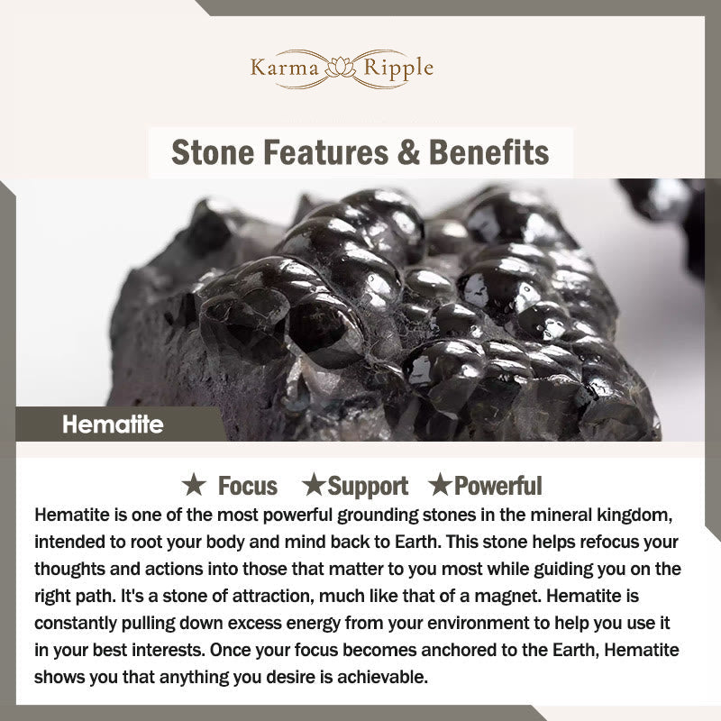 KarmaRipple's Lazurite Tiger Eye Rhodonite Hematite Black Onyx Stone Balance Leather Bracelet p21