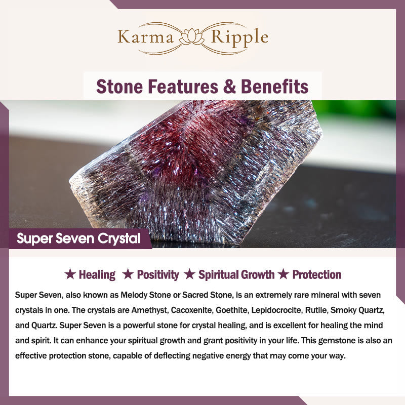 KarmaRipple's Authentic Strawberry Quartz Green Strawberry Quartz Super Seven Gemstone Flower Balancing Bracelet p32