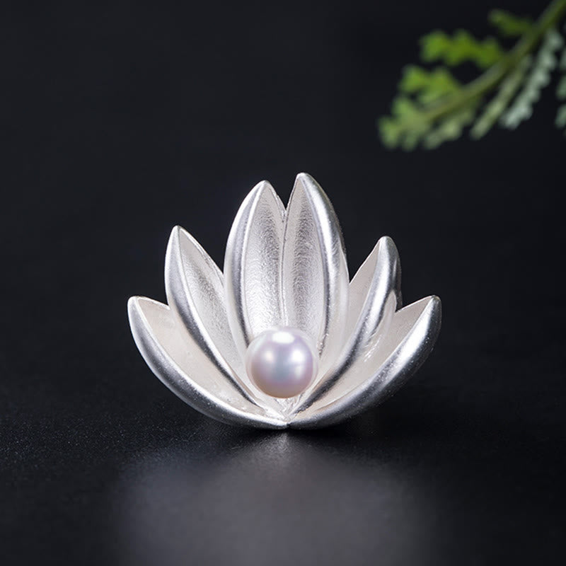 KarmaRipple's 925 Sterling Silver Lotus Flower Pearl New Beginning Brooch p7