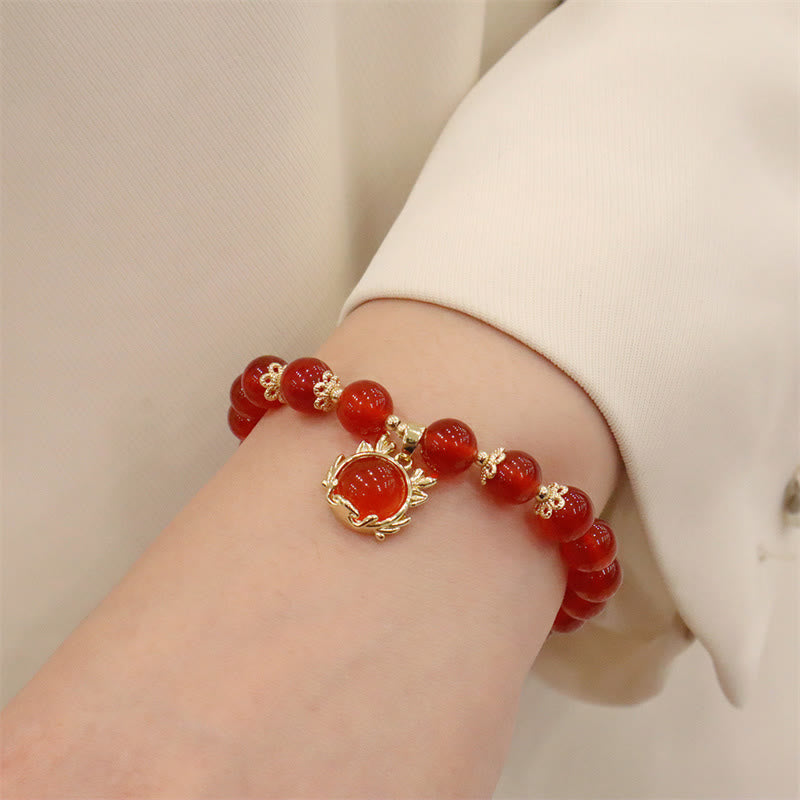 KarmaRipple's Year of the Dragon Red Agate Jade Peace Buckle Fu Character Success Bracelet p21