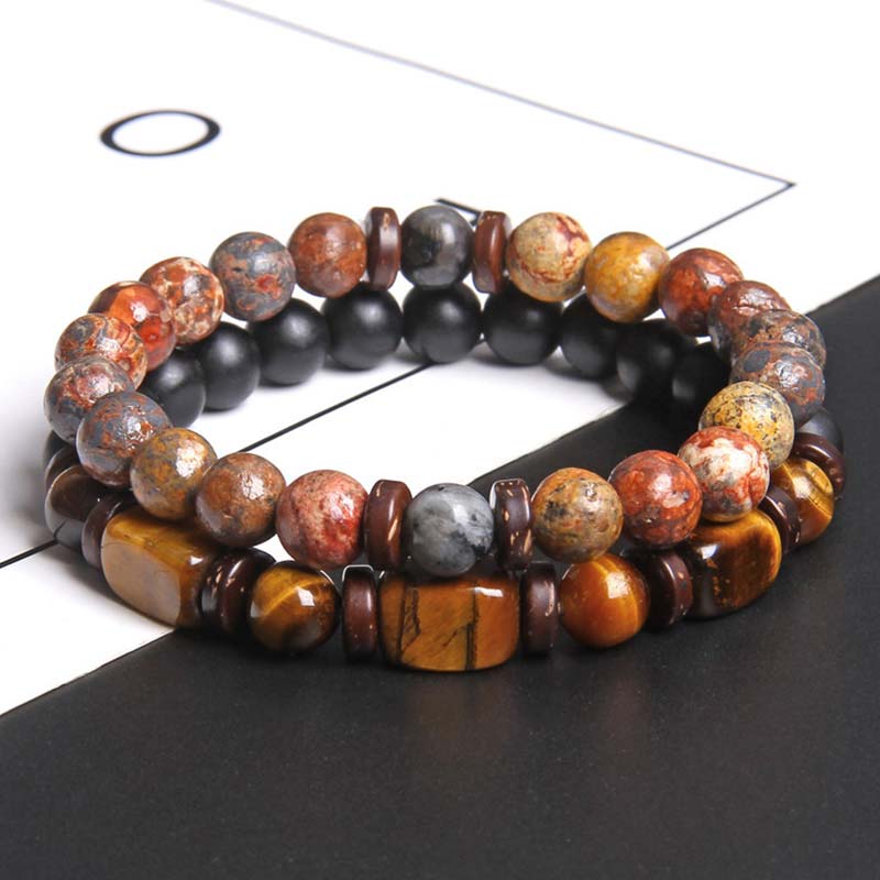 KarmaRipple's 2PCS Balancing Gemstone Emperor Stone Tiger Eye Bead Bracelet p20