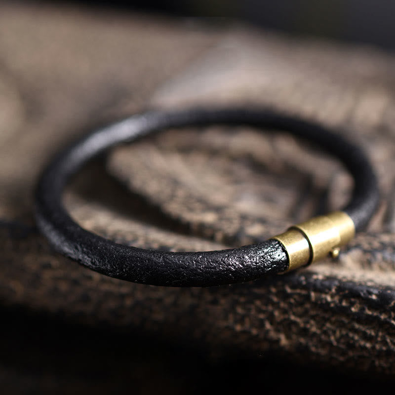 KarmaRipple's Retro Leather Fortune Balancing Bronze Magnetic Buckle Bracelet p32