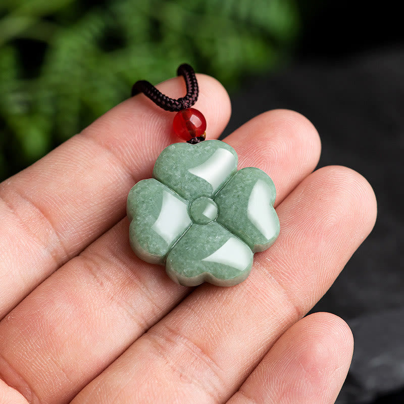 KarmaRipple's Authentic Fortunate Four Leaf Clover Jade Prosperity Pendant Necklace p4