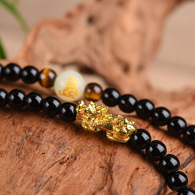 KarmaRipple's Chinese Zodiac Obsidian PiXiu Protection Mala Bracelet p4
