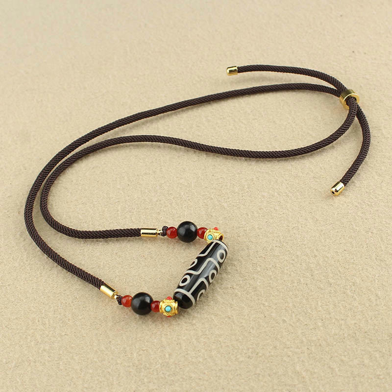 KarmaRipple's Tibetan Nine-Eye Dzi Bead Protection Blessings String Pendant Necklace p8