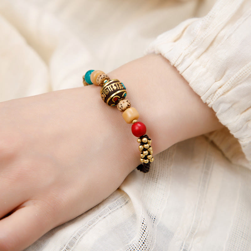KarmaRipple's Tibetan Turquoise Om Mani Padme Hum Protection Strength Bracelet p7
