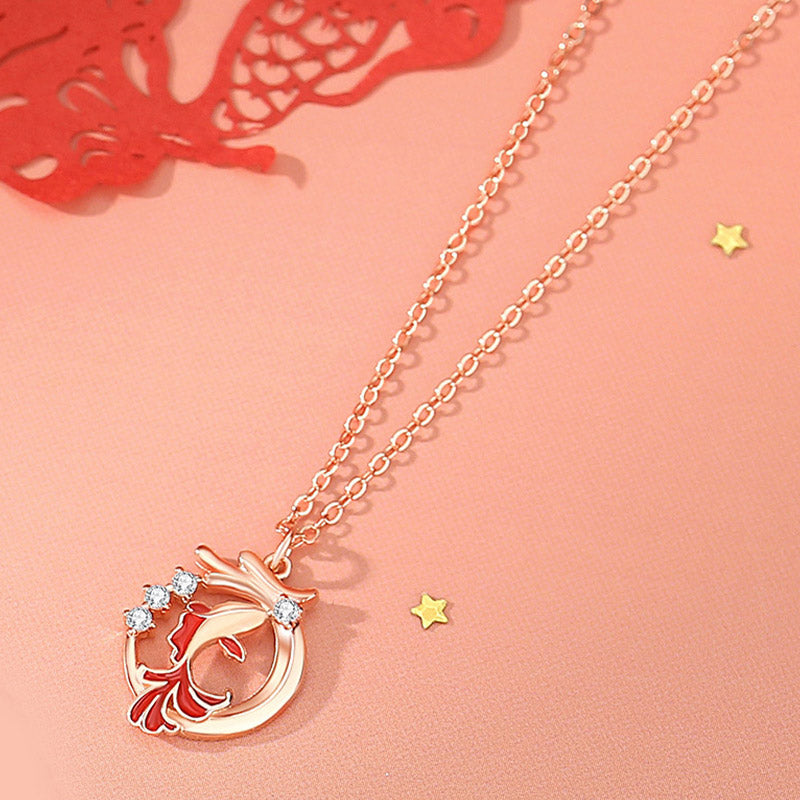 KarmaRipple's 925 Sterling Silver Year Of The Dragon Koi Fish Fu Character Fortune Pendant Necklace Bracelet p5