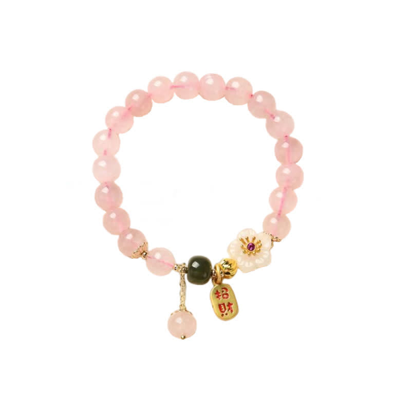 KarmaRipple's Authentic Pink Gemstone Jade Flower Warm Love Bracelet p8