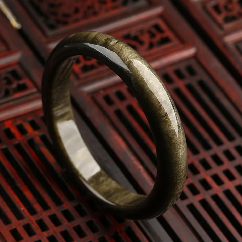 KarmaRipple's Gold Sheen Obsidian Silver Sheen Obsidian Protection Bracelet Bangle p19