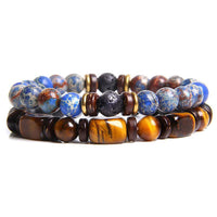 KarmaRipple's 2PCS Balancing Gemstone Emperor Stone Tiger Eye Bead Bracelet