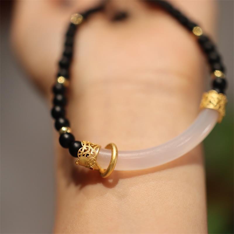 KarmaRipple's 925 Sterling Silver Black Onyx Chalcedony Protection Beaded Pendant Necklace p7