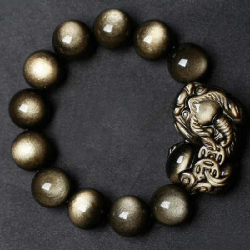 KarmaRipple's FengShui PiXiu Golden Obsidian Protection Bracelet p3