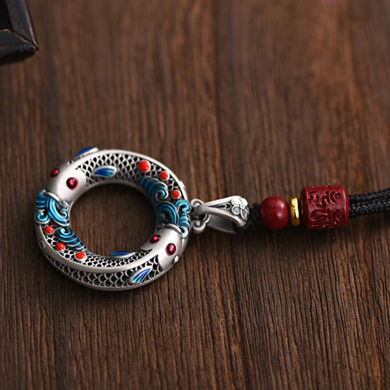 KarmaRipple's Koi Fish Peace Buckle Bronze Wealth Fortune Pendant Necklace p5