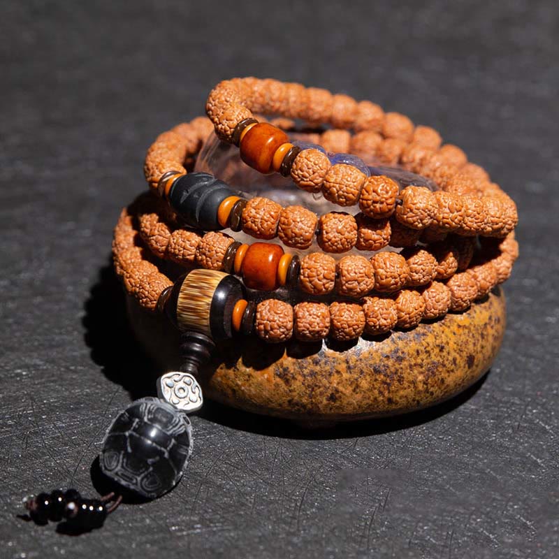 KarmaRipple's Tibet 108 Mala Beadwork Rudraksha Bodhi Seed Chinese Zodiac Natal Buddha Wealth Talisman Bracelet p35