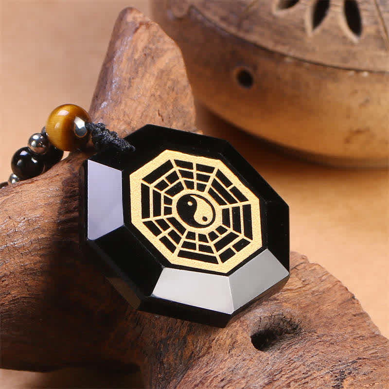 KarmaRipple's Bagua Yin Yang Black Obsidian Purification Beaded Pendant Necklace p3