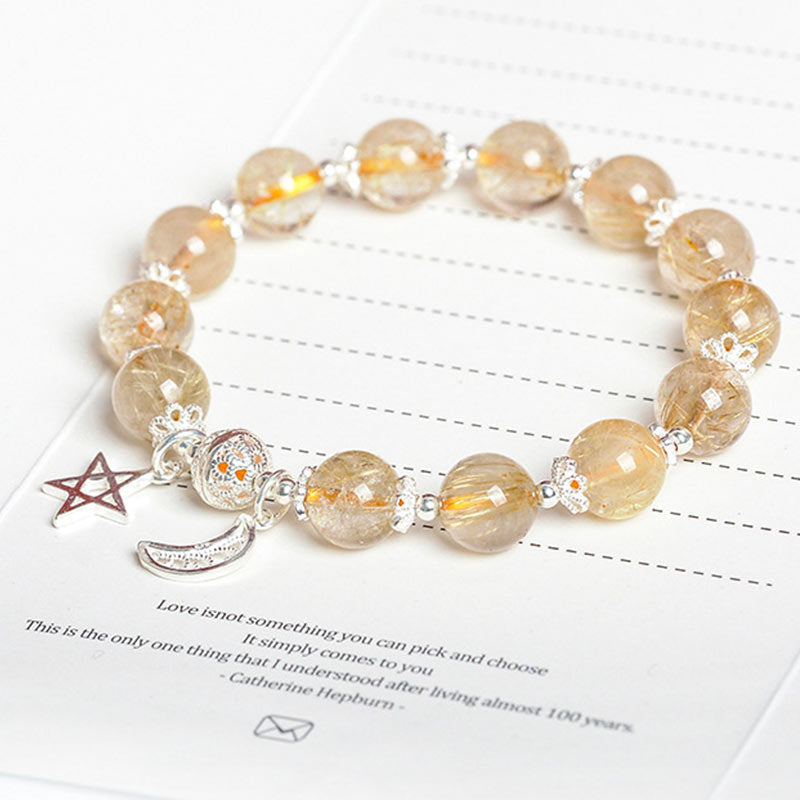 KarmaRipple's 925 Sterling Silver Authentic Citrine Happiness Moon Star Talisman Bracelet p6