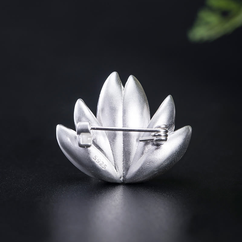 KarmaRipple's 925 Sterling Silver Lotus Flower Pearl New Beginning Brooch p4