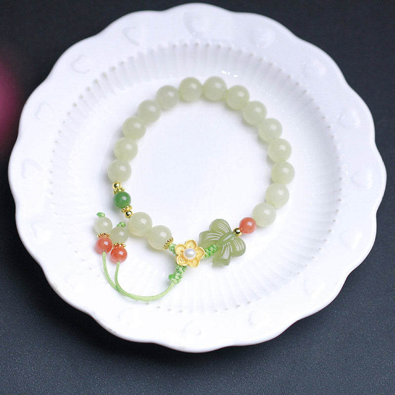 KarmaRipple's 925 Sterling Silver Jade Fortune Flower Butterfly Bracelet p6