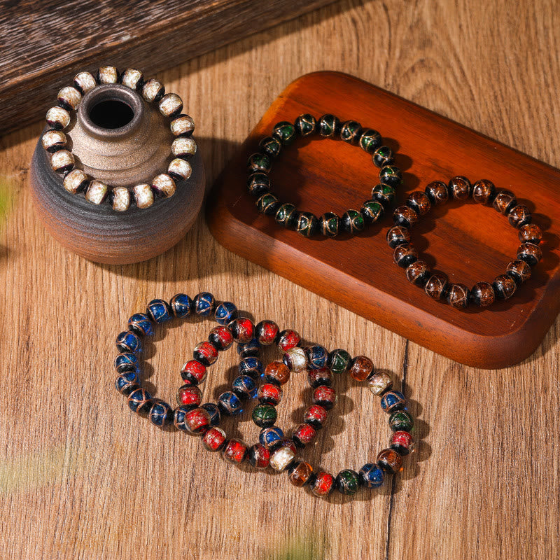 KarmaRipple's Tibetan Classic Liuli Glass Bead Fortune Wealth Bracelet p10