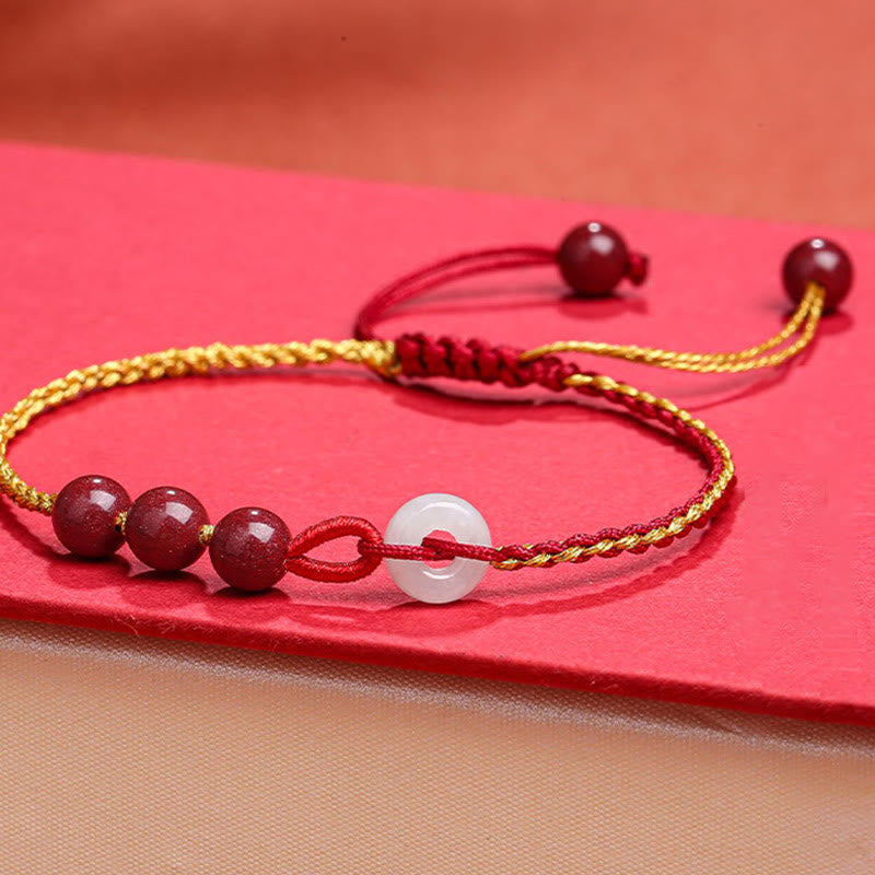 KarmaRipple's Authentic Cinnabar Jade Peace Buckle Blessing Bracelet p10