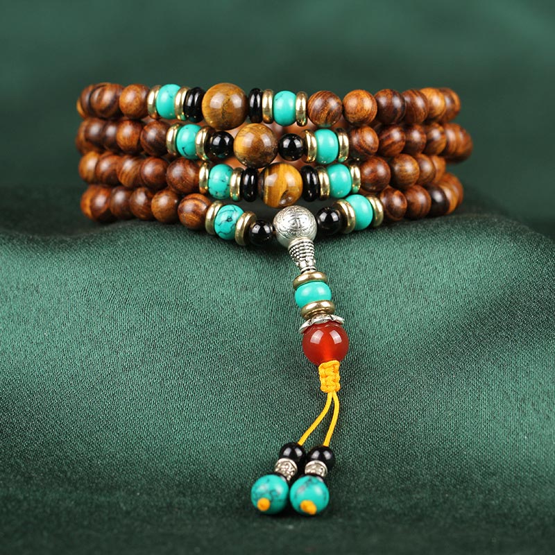 KarmaRipple's 108 Beadwork Rosewood Tiger Eye Mala Balancing Bracelet p10
