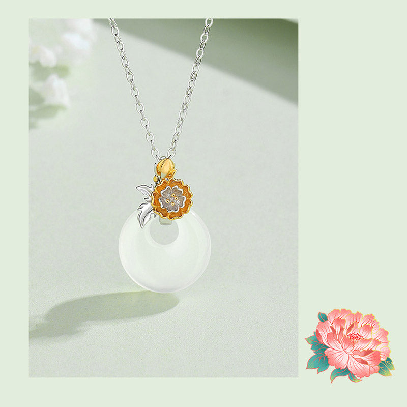 KarmaRipple's 925 Sterling Silver Round Chalcedony Twelve Months Flower Balance Pendant Necklace p26