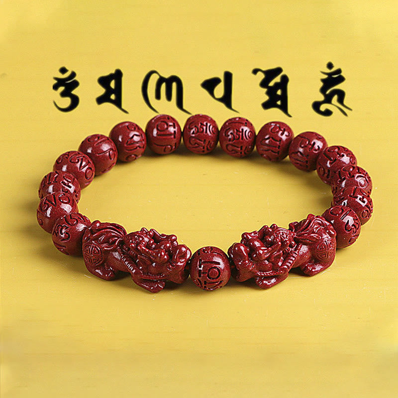 KarmaRipple's Authentic Double PiXiu Cinnabar Om Mani Padme Hum Wealth Fortune Bead Bracelet p14