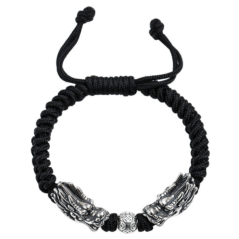 KarmaRipple's 999 Sterling Silver Double Dragon Fortune Handmade Woven Bracelet p12