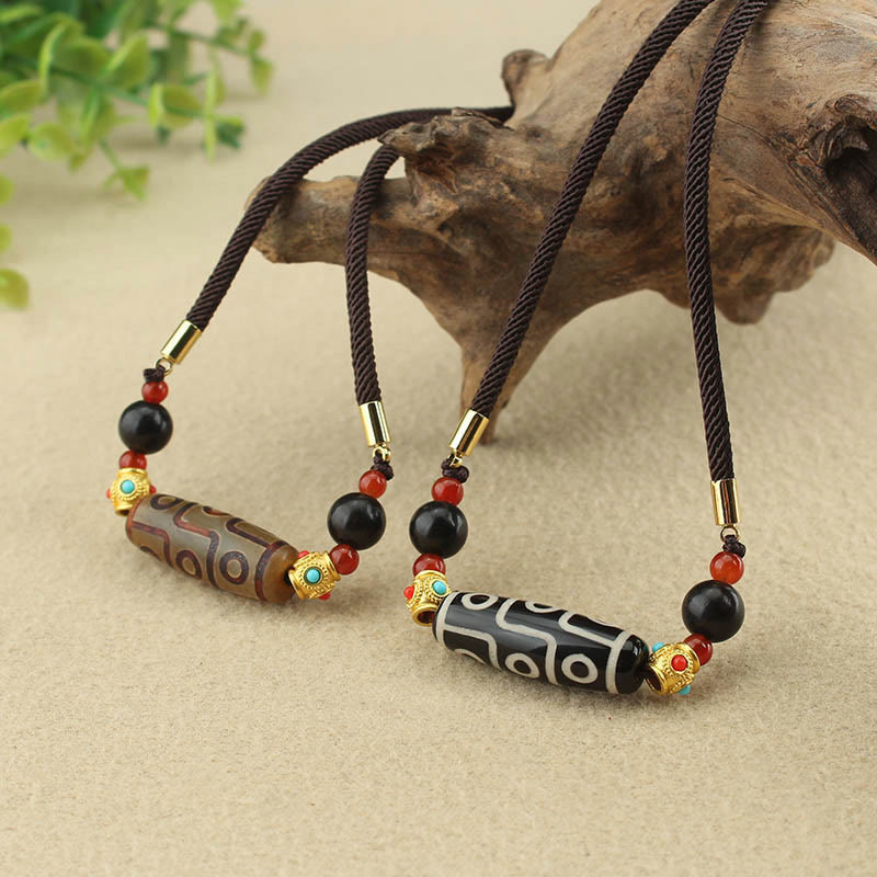 KarmaRipple's Tibetan Nine-Eye Dzi Bead Protection Blessings String Pendant Necklace p3
