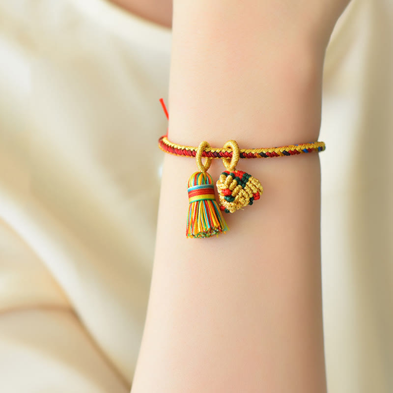 KarmaRipple's Colorful Rope Fortune Handmade Zongzi Golden Ball Talisman Bracelet p9