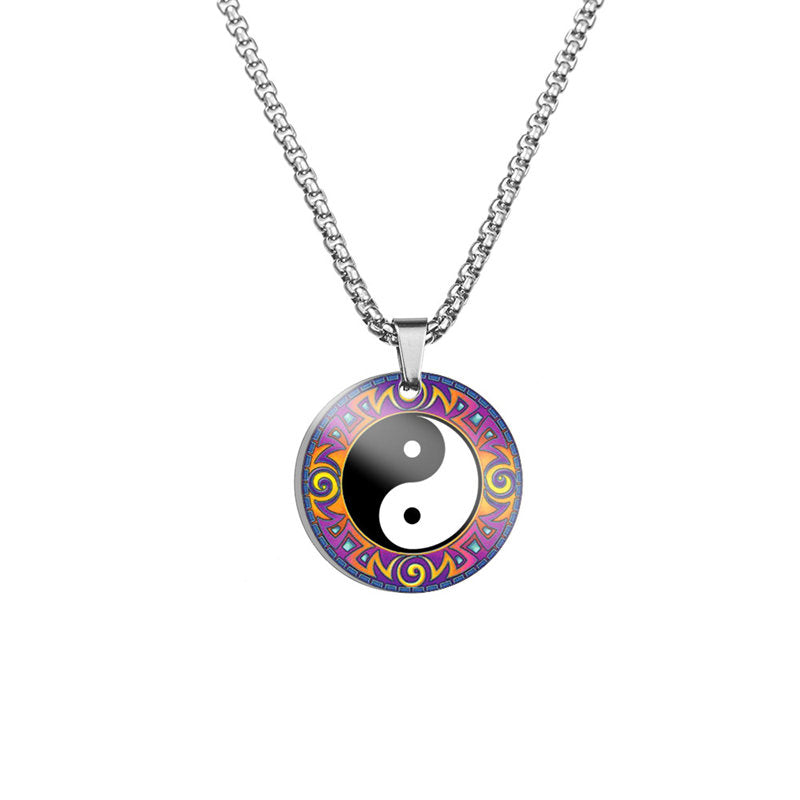 KarmaRipple's Yin Yang Koi Fish Dragon Titanium Steel Balance Pendant Necklace ( p28