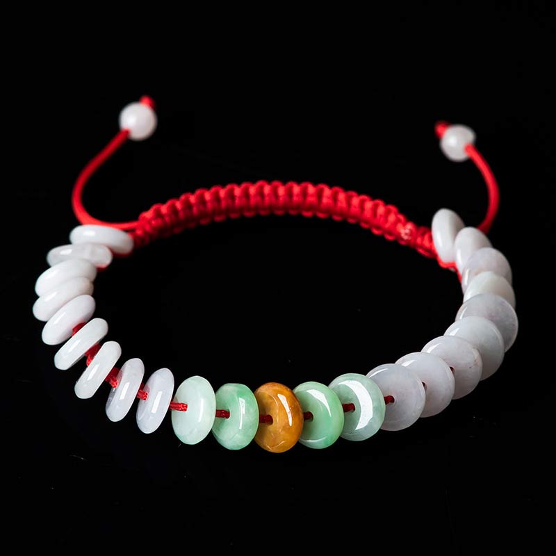 KarmaRipple's Round Jade Fortunate Red String Weave Bracelet p14