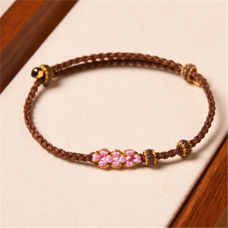 KarmaRipple's Handmade Peach Blossom Protection Woven Rope Bracelet p27