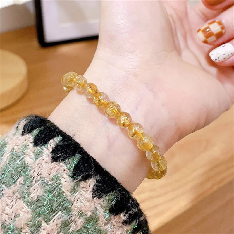 KarmaRipple's Authentic Gold Rutilated Quartz Sun Stone Kyanite Wealth Bracelet p3