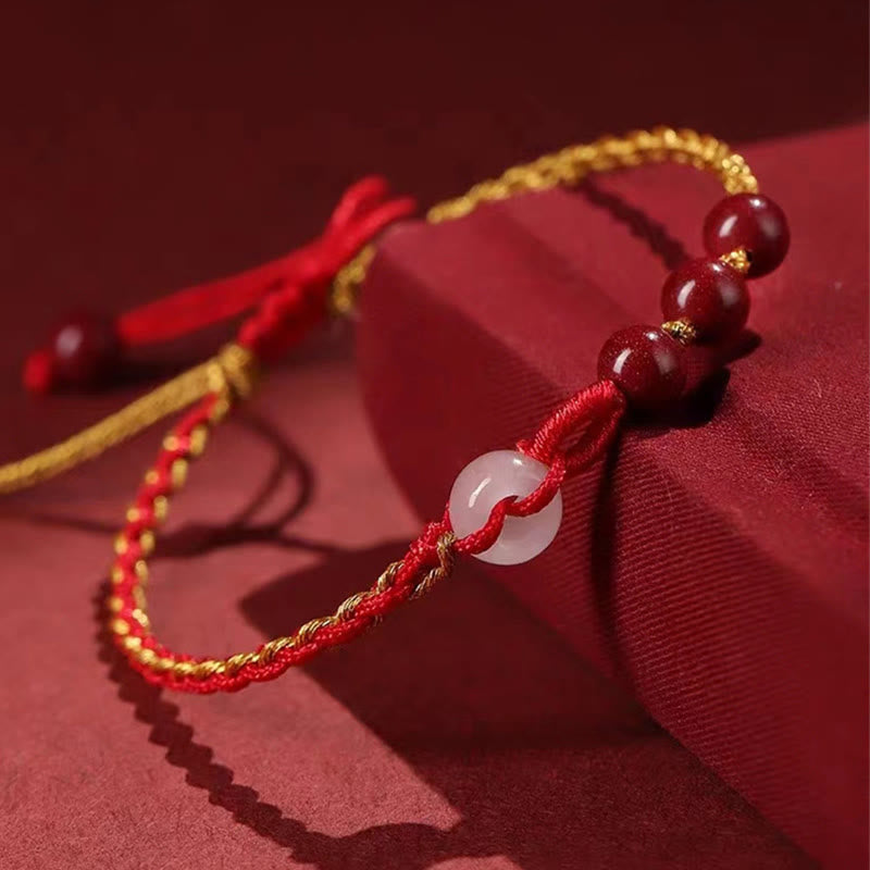 KarmaRipple's Authentic Cinnabar Jade Peace Buckle Blessing Bracelet p5