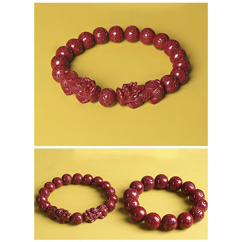 KarmaRipple's Authentic Double PiXiu Cinnabar Om Mani Padme Hum Wealth Fortune Bead Bracelet p17