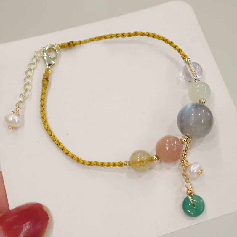 KarmaRipple's Moonstone Sunstone Beadwork Peace Buckle Talisman Balancing Bracelet p4