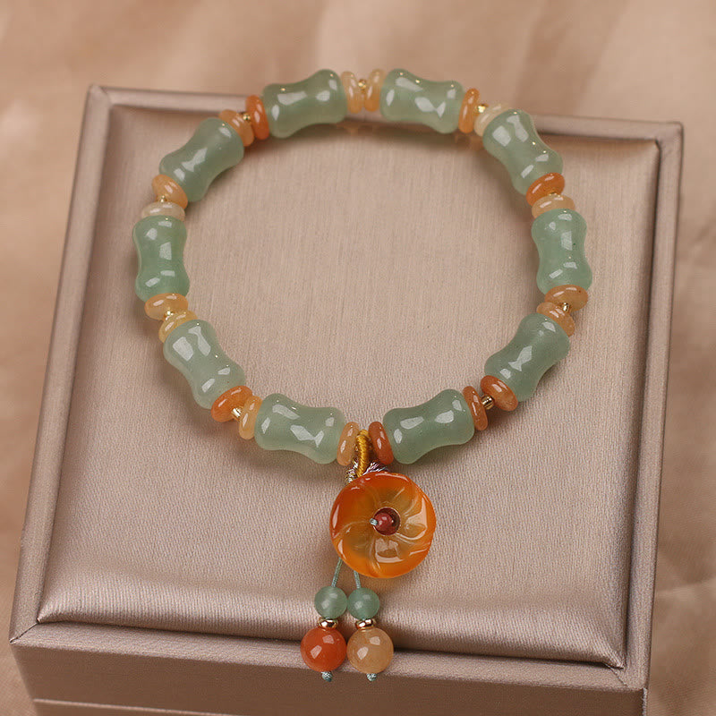 KarmaRipple's Authentic Jade Bamboo Flower Pattern Fortune Bracelet p3