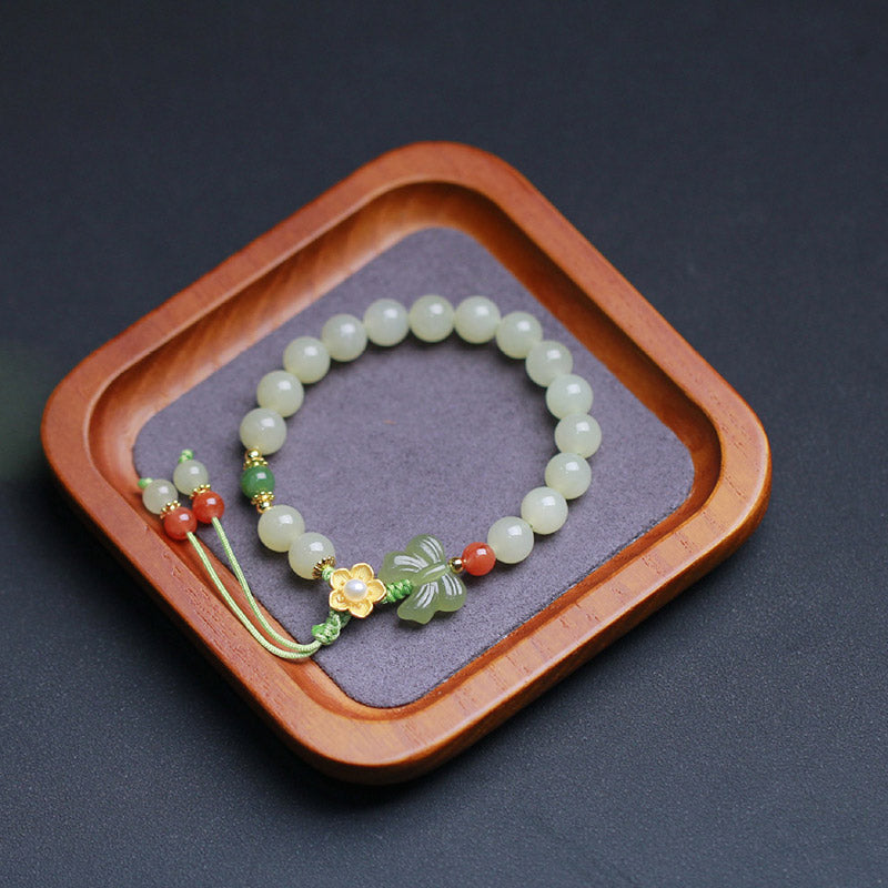 KarmaRipple's 925 Sterling Silver Jade Fortune Flower Butterfly Bracelet p12