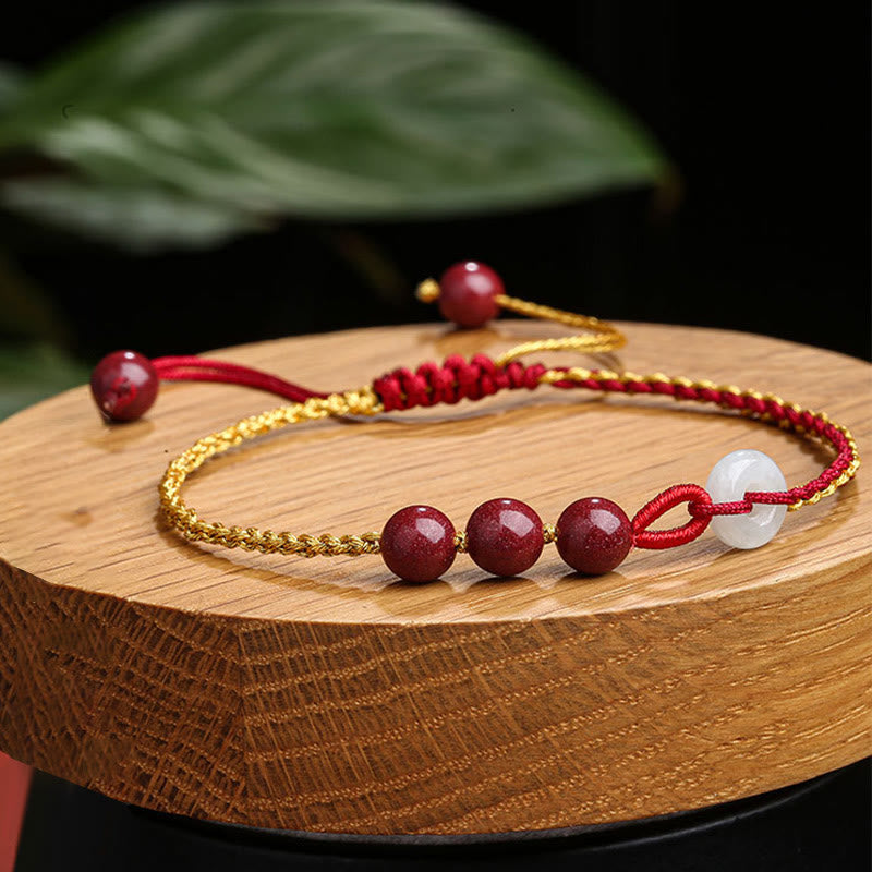 KarmaRipple's Authentic Cinnabar Jade Peace Buckle Blessing Bracelet p4