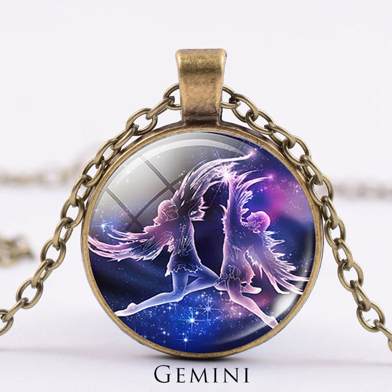 KarmaRipple's 12 Constellations of the Zodiac Moon Starry Sky Protection Blessing Pendant Necklace p72