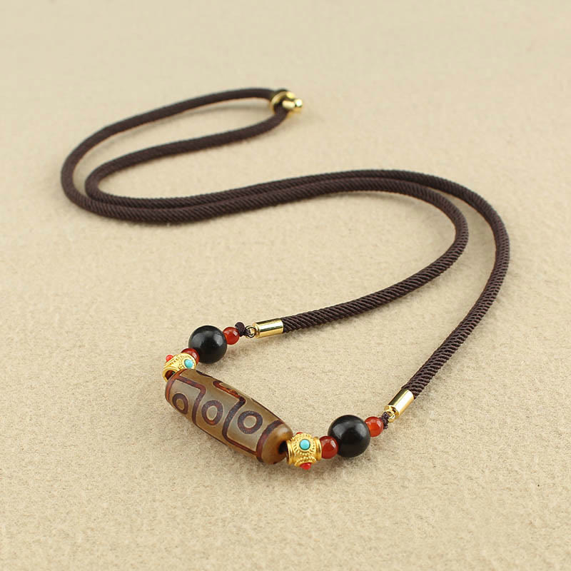 KarmaRipple's Tibetan Nine-Eye Dzi Bead Protection Blessings String Pendant Necklace p2