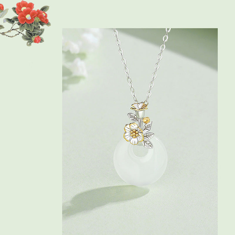 KarmaRipple's 925 Sterling Silver Round Chalcedony Twelve Months Flower Balance Pendant Necklace p17