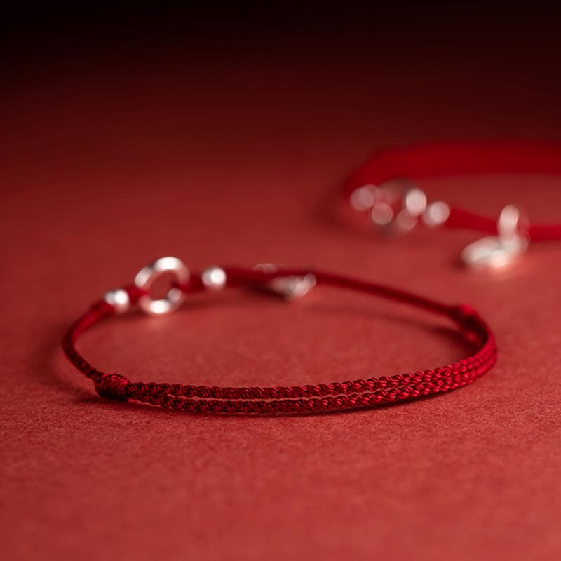 KarmaRipple's 925 Sterling Silver Fortunate Fortune Peace Joy Lotus Peace Buckle Red String Bracelet p17