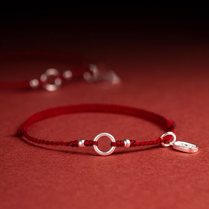 KarmaRipple's 925 Sterling Silver Fortunate Fortune Peace Joy Lotus Peace Buckle Red String Bracelet p1